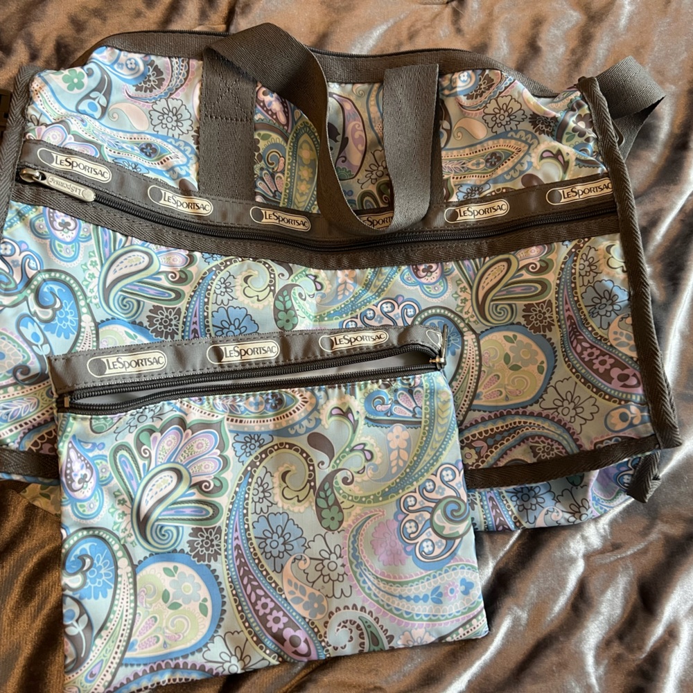Lesportsac small weekender in paisley print with cosmetic bag